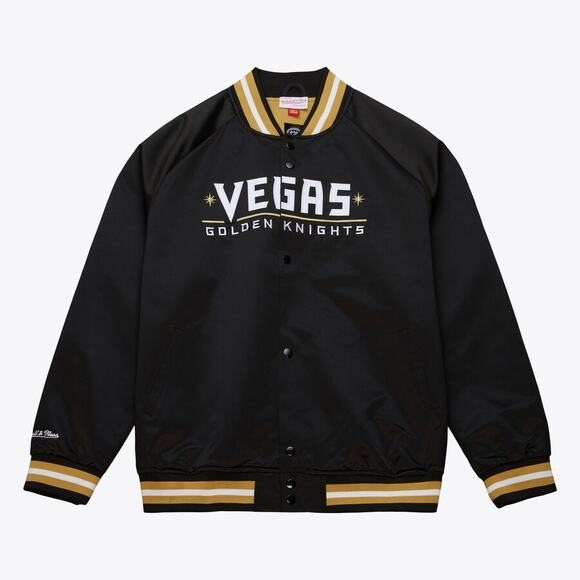 Mitchell & Ness Vegas Golden Knights Satin Jacket Size L Black Gold - Picture 1 of 5